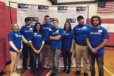 NMI volunteers, college students volunteering, Northeast Maritime Institute community service, united way with food collection, thanksgiving food drive
